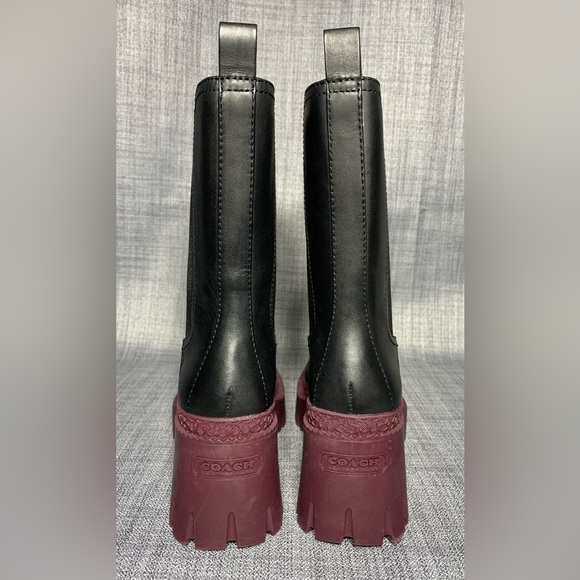 Coach Alexa Lug Sole Chelsea Booties Black/Deep Berry - Sizes 7, 10 - Picture 5 of 9